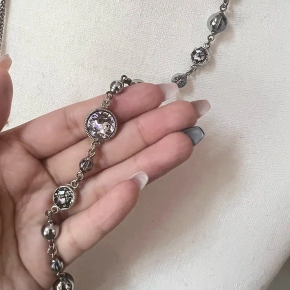 Chanel Crystal & Resin Bead CC Station Necklace
